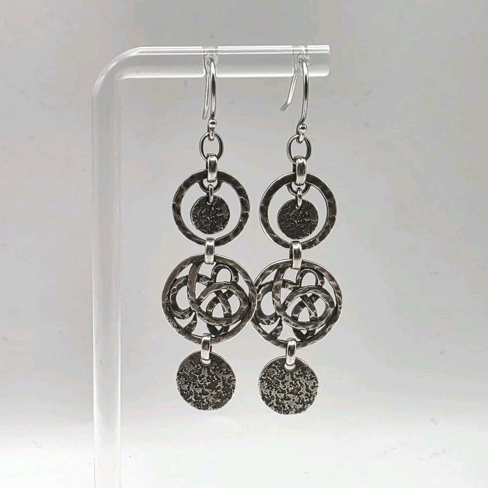 SILPADA 925 Sterling Silver Hammered Textured Triple Disc Celtic Earrings W2040